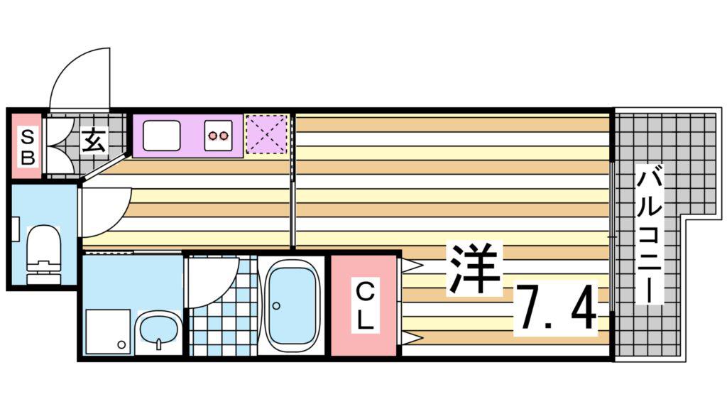 エイペックス神戸みなと元町COASTLINE(1K/8階)の間取り写真