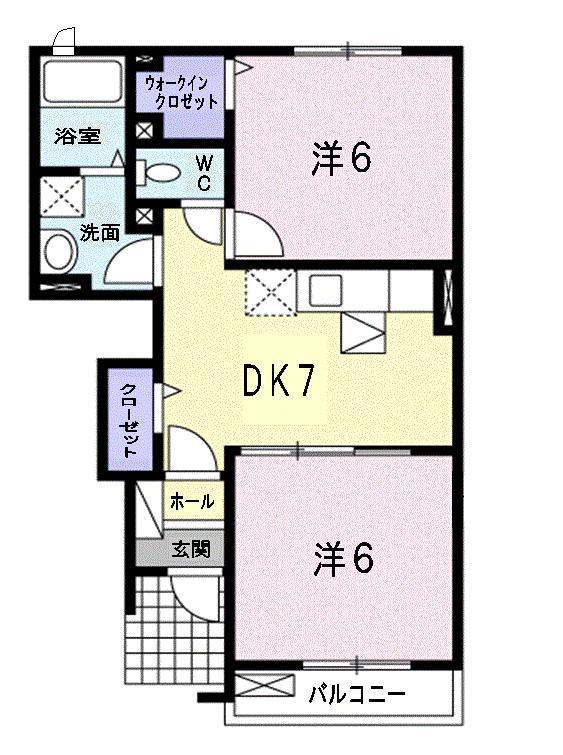 ブルーム-ン(2DK/1階)の間取り写真