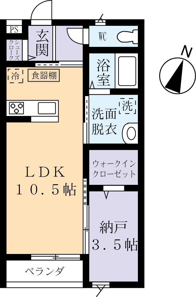 アヴァン・ドゥースみどりのII(1SK/1階)の間取り写真