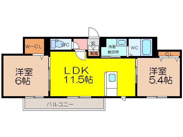 ベレオ・フチュール(2LDK/3階)の間取り写真