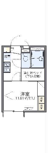 レオパレス多摩ハッピーランド(1K/2階)の間取り写真