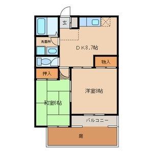 ユーハイツパーシモン(2DK/1階)の間取り写真