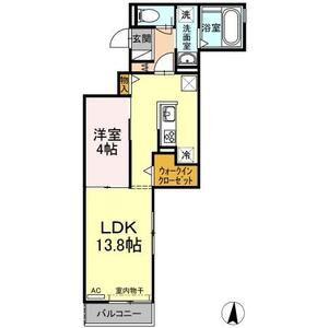 D-ROOM SASHIE(1LDK/1階)の間取り写真