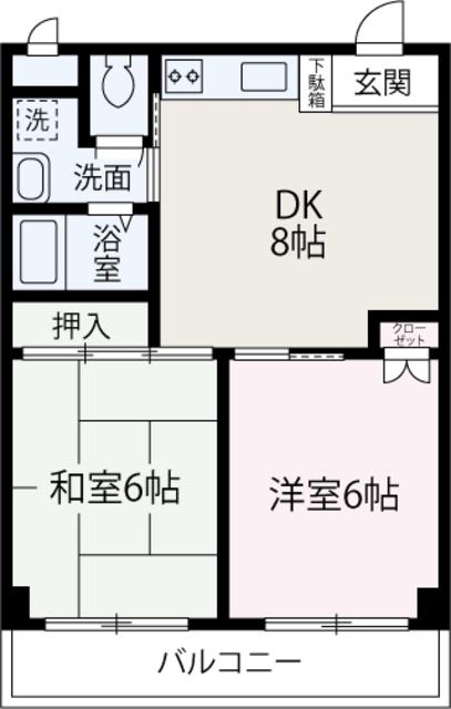 セントヒルズ808(2DK/4階)の間取り写真