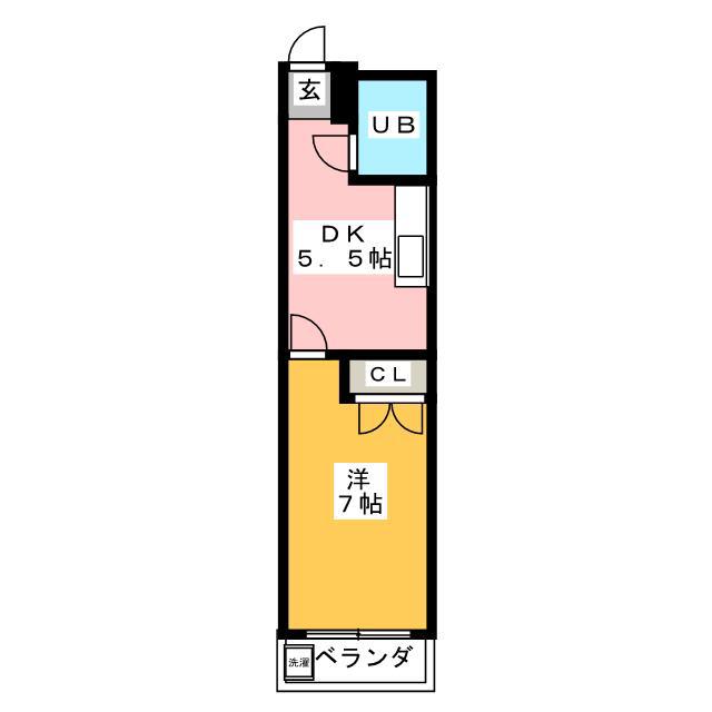 センチュリー小口(1DK/2階)の間取り写真