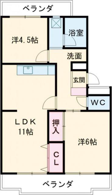 サンシティ小池(2LDK/3階)の間取り写真