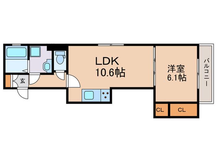 GRAMM桂北滝川C棟(1LDK/3階)の間取り写真