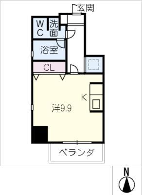 カサプラティーノ名古屋ノルテ(ワンルーム/2階)の間取り写真