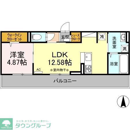 グランメールC(1LDK/2階)の間取り写真