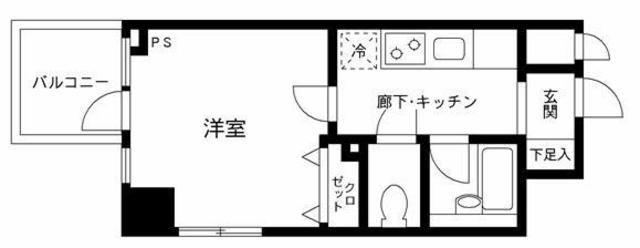 プライムアーバン飯田橋(1K/13階)の間取り写真