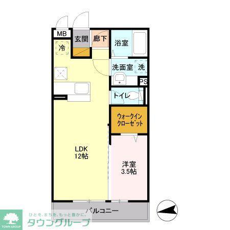花水木 I棟(1LDK/2階)の間取り写真