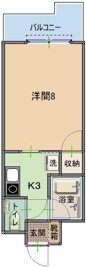 トーマス安里(1K/4階)の間取り写真