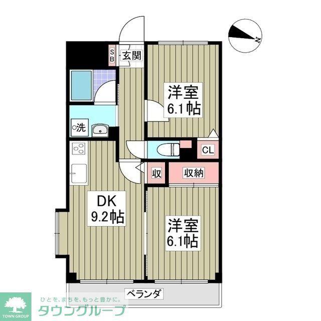 ドミールコンフォール親水公園(2DK/3階)の間取り写真