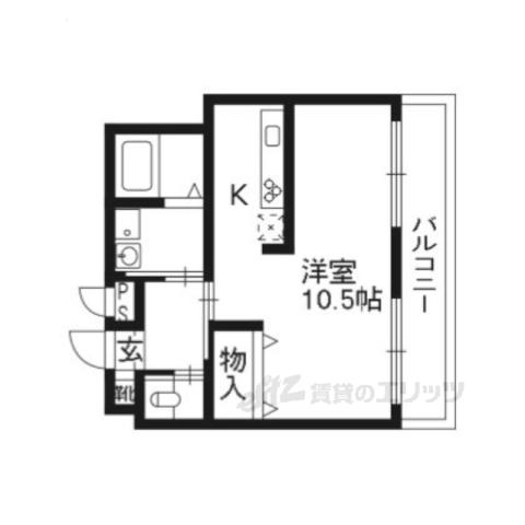 パーシモンヒル田原(1K/4階)の間取り写真