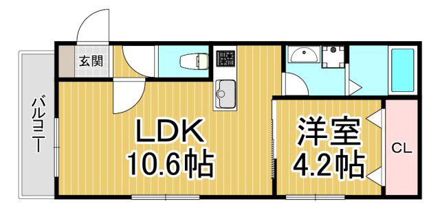 メゾンデュソール(1LDK/1階)の間取り写真