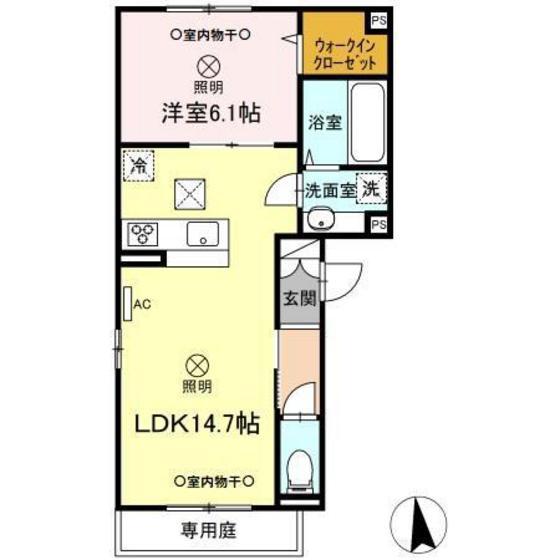 メルベーユ中筋II(1LDK/1階)の間取り写真
