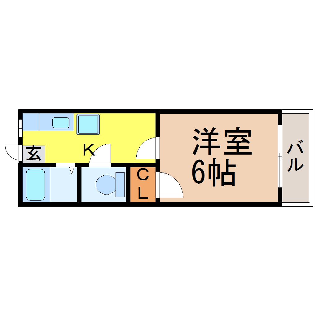 レジデンス川菜(1K/2階)の間取り写真