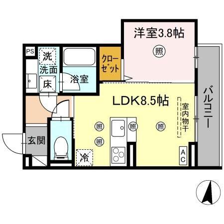 D-RESIDENCE東深津町3丁目(1LDK/1階)の間取り写真