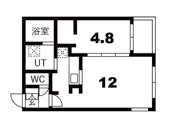 URBAN FLATS千歳(1LDK/4階)の間取り写真