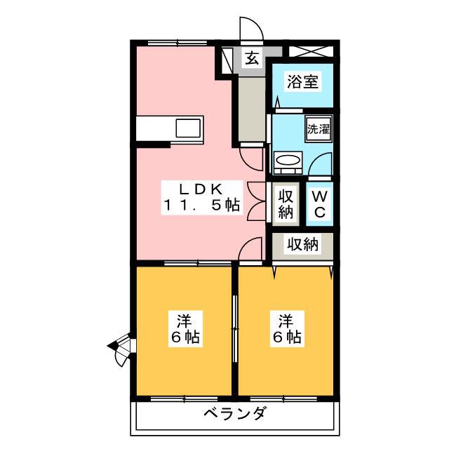 クレストールイン(2LDK/2階)の間取り写真