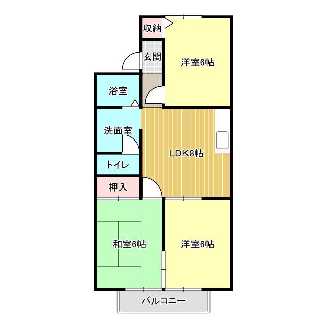 ブランニュー白山(3DK/1階)の間取り写真