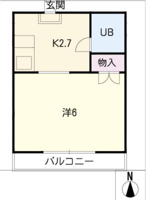 コーポ丸地(1K/2階)の間取り写真