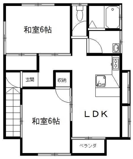 寿町 高尾(2LDK/2階)の間取り写真