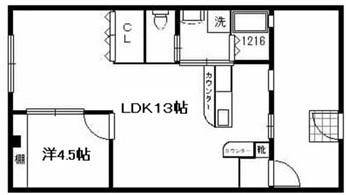 メゾン高槻(1LDK/1階)の間取り写真