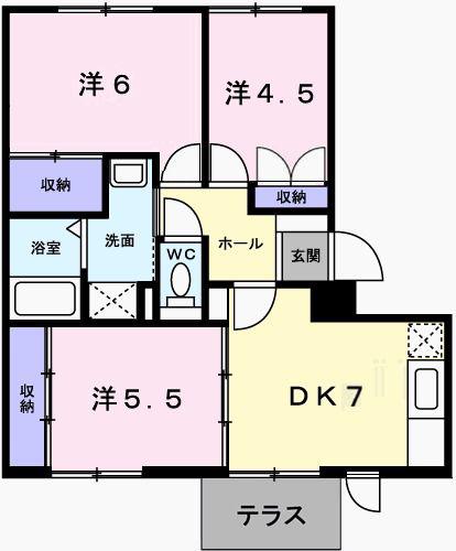 ヒューマンプレイス(3DK/1階)の間取り写真