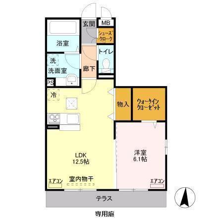 SOUL TRAIN(1LDK/1階)の間取り写真