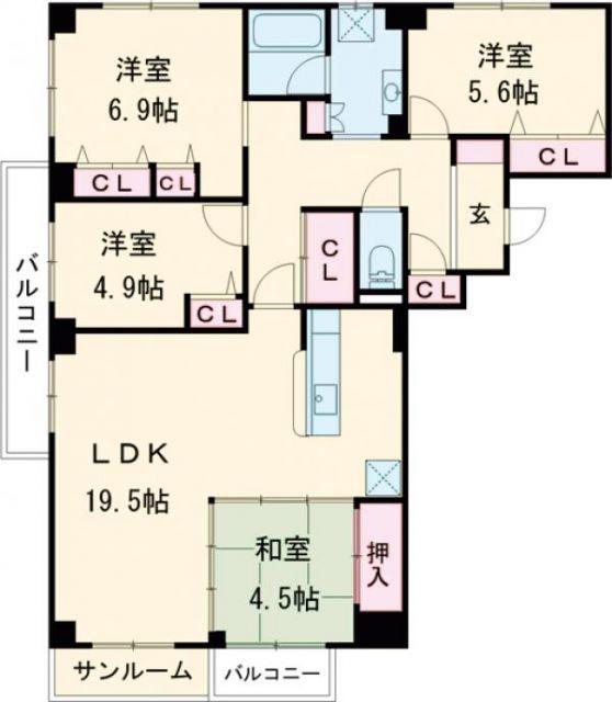 パルステージ関屋(4LDK/4階)の間取り写真