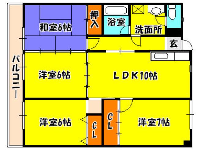 池松コーポ(4LDK/3階)の間取り写真