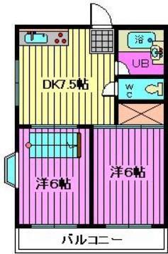 ゴールデンステート大宮(2DK/1階)の間取り写真