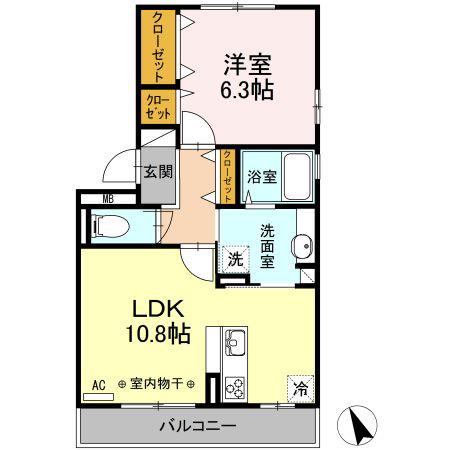 レジデンスKOUGA A棟(1LDK/3階)の間取り写真