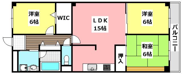 穂積台グランドコーポ(3LDK/10階)の間取り写真