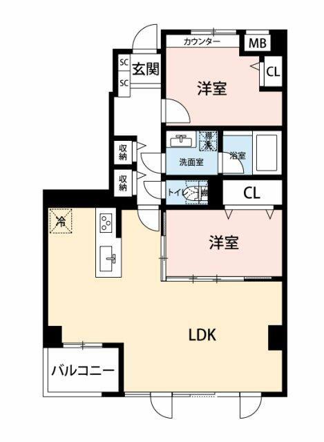 レジディア六本木檜町公園(2LDK/5階)の間取り写真