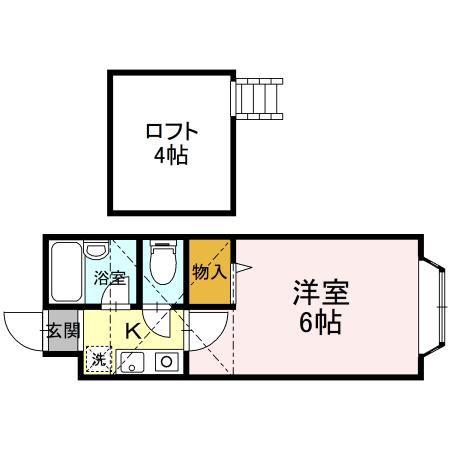 ベルシティ木ノ下(1K/2階)の間取り写真