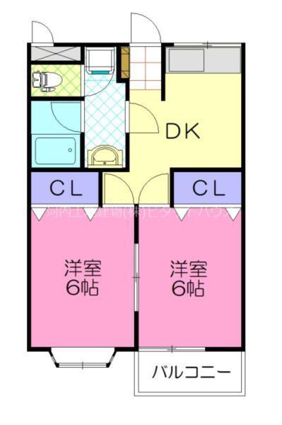 コーポ英知(2DK/1階)の間取り写真