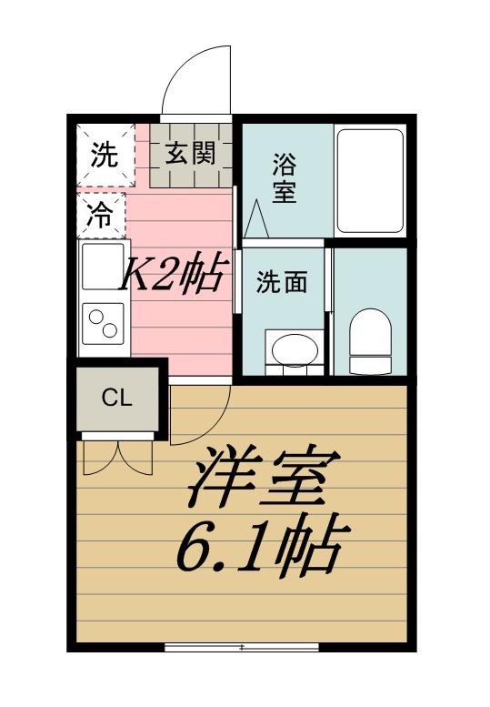 フォレストツインハウスII A棟(1K/2階)の間取り写真