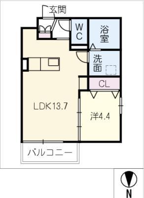津駅西口マンション(1LDK/1階)の間取り写真