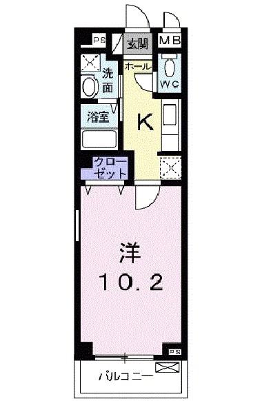 ウィンザー越水(1K/1階)の間取り写真
