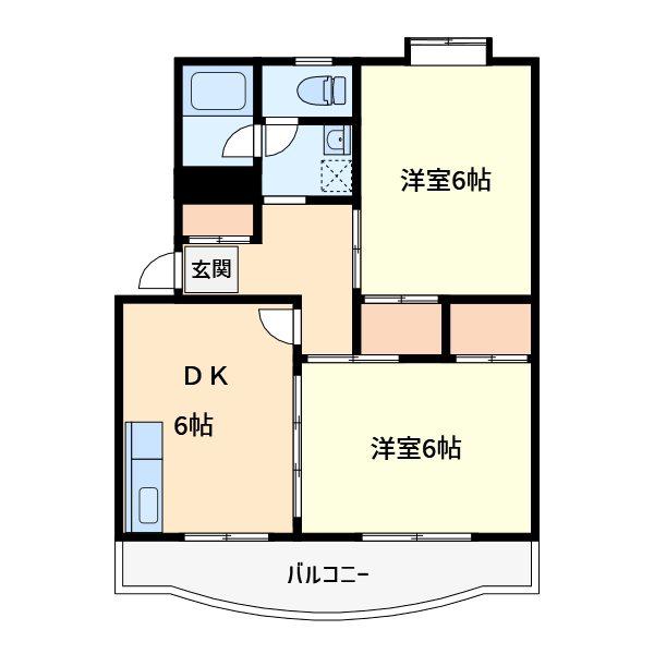 イイノレジデンス(2DK/2階)の間取り写真
