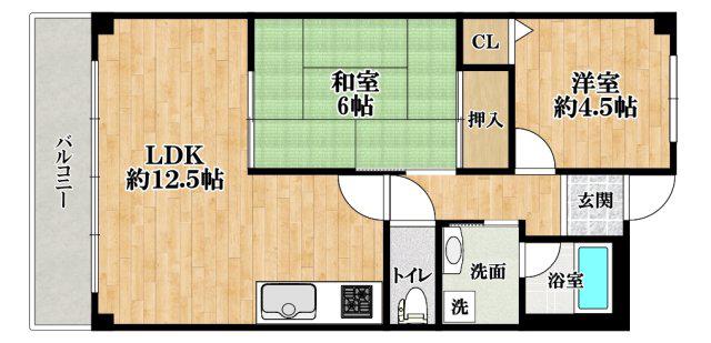 フリーダムシティーOSMU(2LDK/3階)の間取り写真