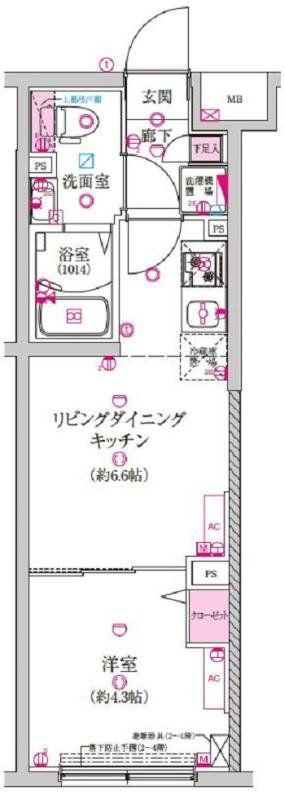 ラフィスタ豪徳寺(1DK/3階)の間取り写真