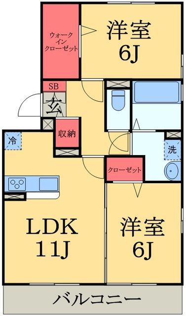 プライムコート(2LDK/2階)の間取り写真
