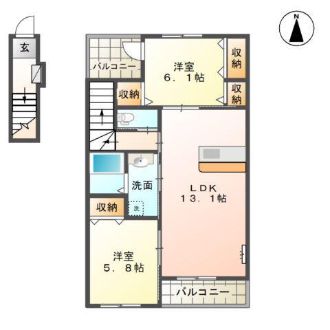 プランドールMERAII(2LDK/2階)の間取り写真