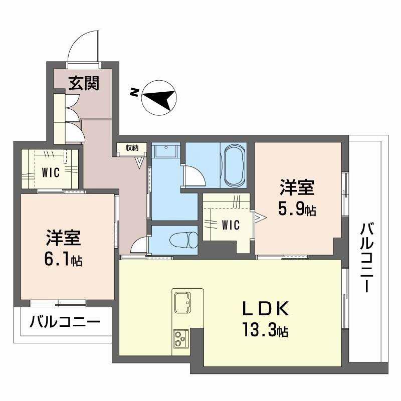 JR山陽本線 新倉敷駅 徒歩7分 3階建 新築(2LDK/3階)の間取り写真