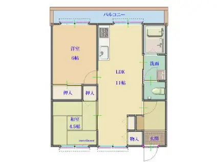 メゾン・ド・リード(2LDK/2階)の間取り写真