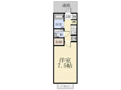 京成松戸線 前原駅 徒歩7分 2階建 築19年(1K/2階)の間取り写真