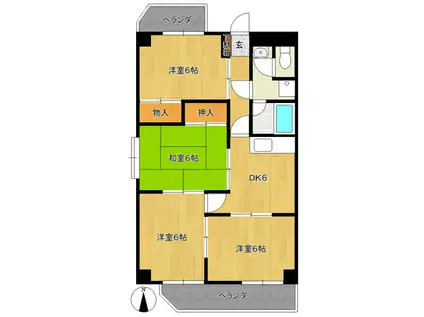 メゾン峰(4DK/4階)の間取り写真